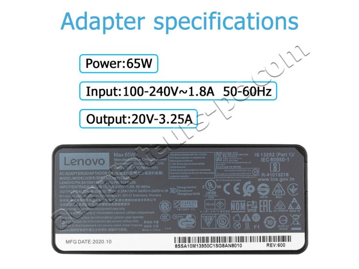 Adaptateur Chargeur Original Lenovo Yoga 6 Pro 65W +Cable - Cliquez sur l'image pour la fermer