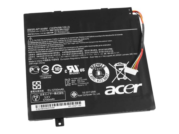 22Wh Original Batterie pour Acer AP14A8M - Cliquez sur l'image pour la fermer