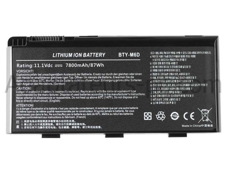 7800mAh Batterie pour MSI GT760 GT760R - Cliquez sur l'image pour la fermer