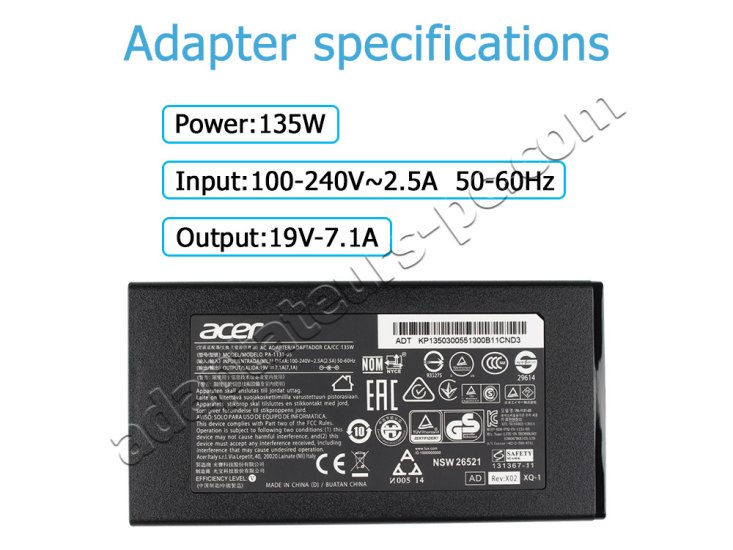 Original 135W Acer Aspire VX15 VX5-591G-552N Adaptateur Chargeur - Cliquez sur l'image pour la fermer