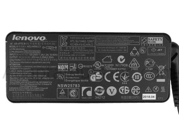 Original 45W Lenovo ThinkPad T470 20JM Adaptateur Chargeur + Cable - Cliquez sur l'image pour la fermer