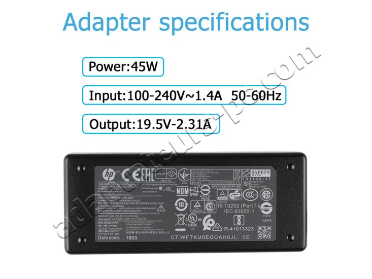 Original 45W HP TouchSmart 15-r113nl AC Adaptateur Chargeur + Cable - Cliquez sur l'image pour la fermer