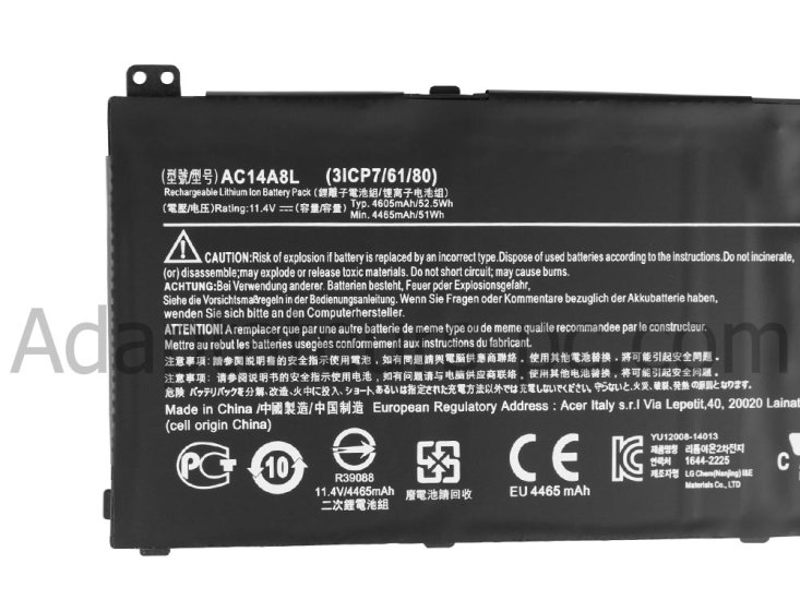 52.5Wh Batterie Original pour Acer Aspire VN7-571G-56QA VN7-571G-55UV - Cliquez sur l'image pour la fermer