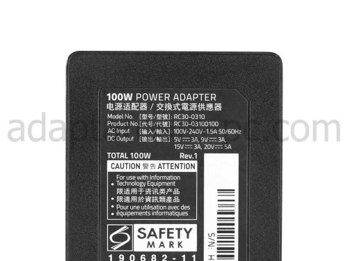 Original Razer 20V 5A 100W USB-C Adaptateur Chargeur