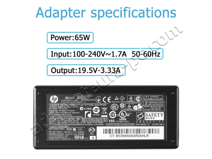 Original 65W HP ENVY TouchSmart 14-k101tx Ultrabook F6D39PA Chargeur - Cliquez sur l'image pour la fermer