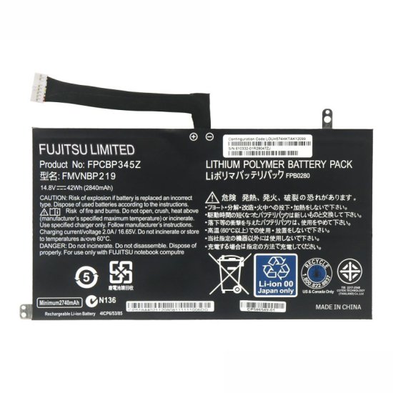 Original Batterie Fujitsu FPB0280 FPCBP345Z 2840mAh 42Wh - Cliquez sur l'image pour la fermer