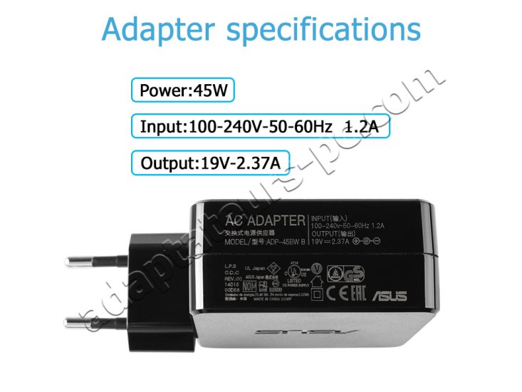 45W Original AC Adaptateur Chargeur pour Asus ZenBook UX305UA-FC010T - Cliquez sur l'image pour la fermer