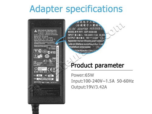 65W Chargeur Clevo E512x E713x(5.5mm*2.5mm) AC Adaptateur