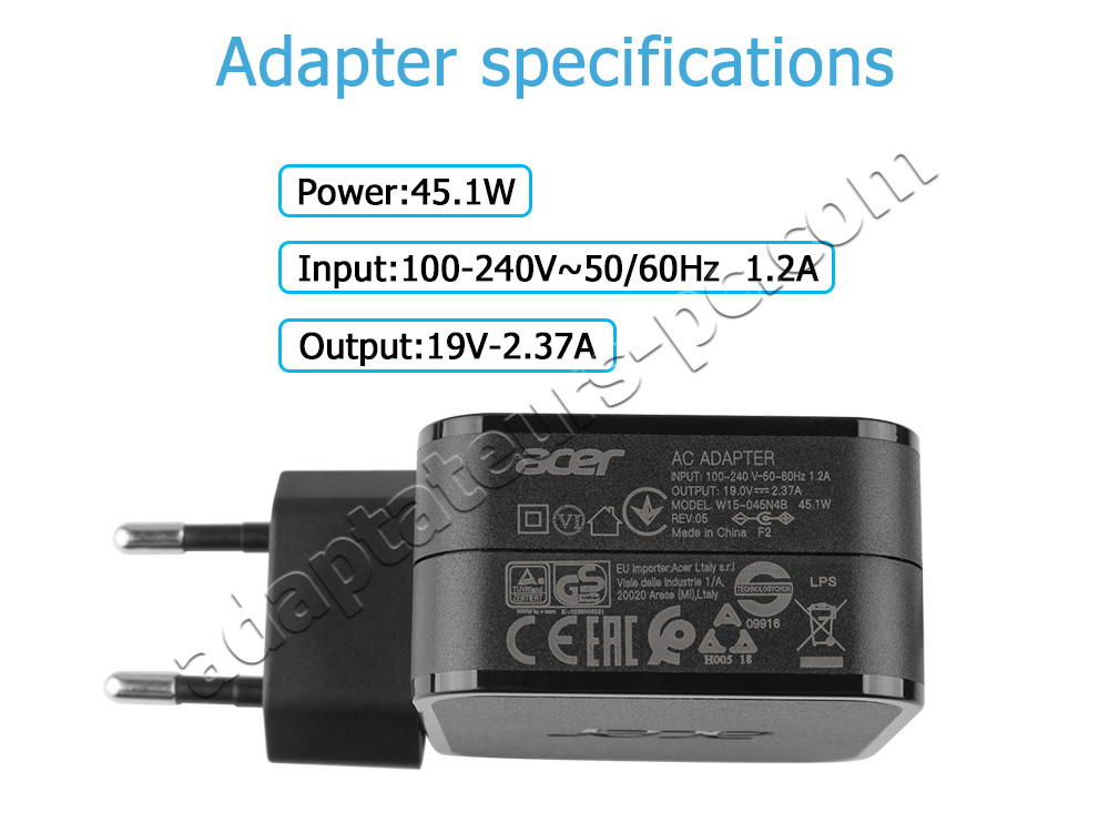 Original 45W Acer Swift 1 SF114-32-P95S AC Adaptateur Chargeur