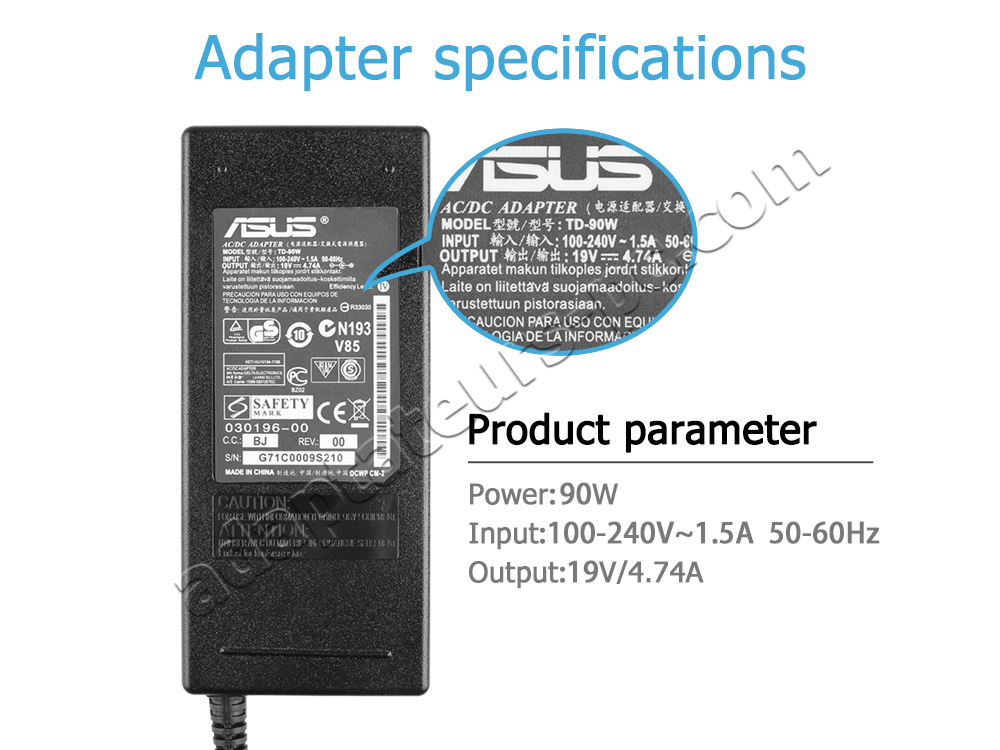 Chargeur Original Asus A52J A52Jb A52JB A52JB-SX103 90W