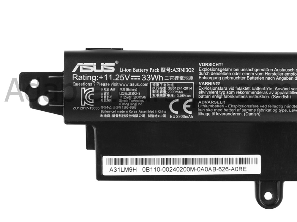 33Wh Batterie Original pour Asus VivoBook X200MA X200MA-CT015H