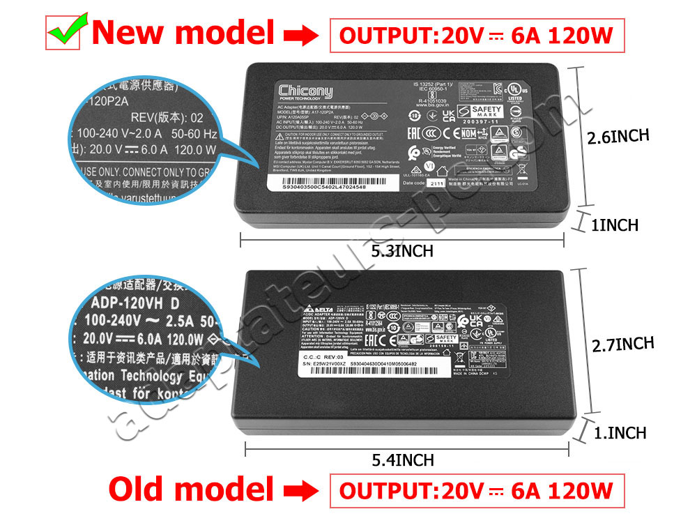 Original 120W Chargeur Chicony A17-120P2A AC Adapter + Cable