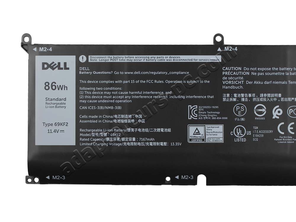 Original Batterie Dell Inspiron 16 Plus 7620 7167mAh 86Wh