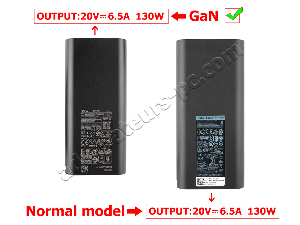 Original 130W USB-C GaN Chargeur Dell DA130PM170 AC Adaptateur + Cable