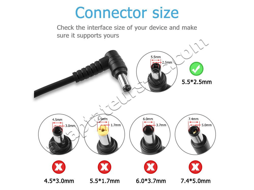 65W AC Adaptateur Chargeur pour Clevo W549KW W547KW W840SU-T W840SU W549KW