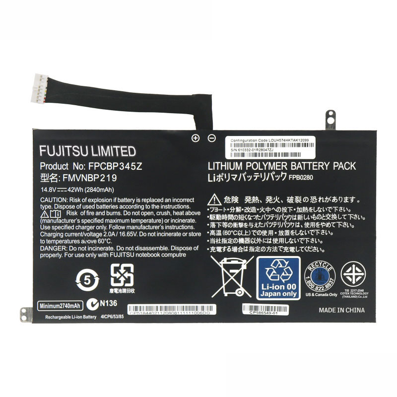 Original Batterie Fujitsu FPB0280 FPCBP345Z 2840mAh 42Wh