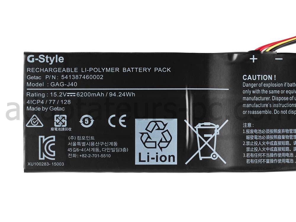 Original Batterie Gigabyte Aero 15 Classic 6200mAh 94.24Wh