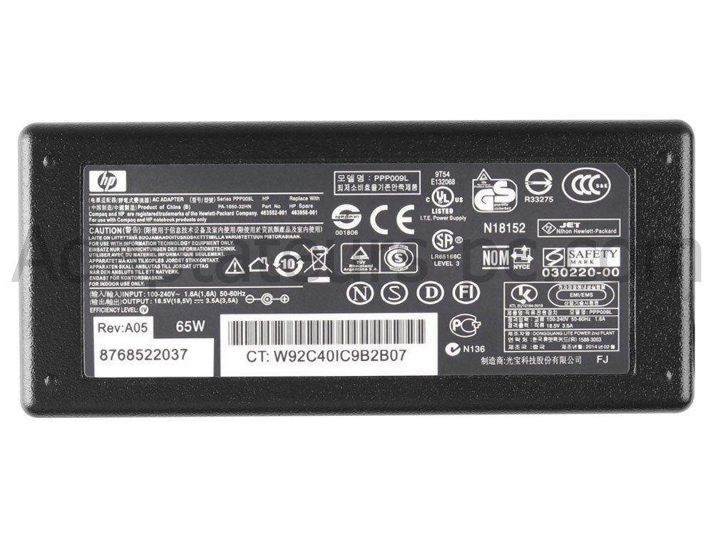 Original 65W HP Compaq CQ58-300 Adaptateur Chargeur + Cable