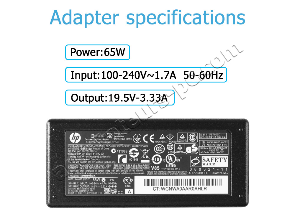 Original 65W HP Pavilion dv3-1200 AC Adaptateur Chargeur