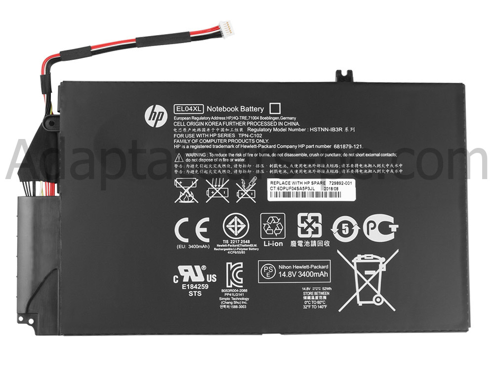 3400mAh Batterie Original pour HP Envy TouchSmart 4-1280ef