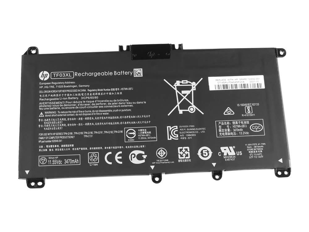 41.9Wh Original Batterie HP TF03XL HSTNN-LB7X HSTNN-LB7J