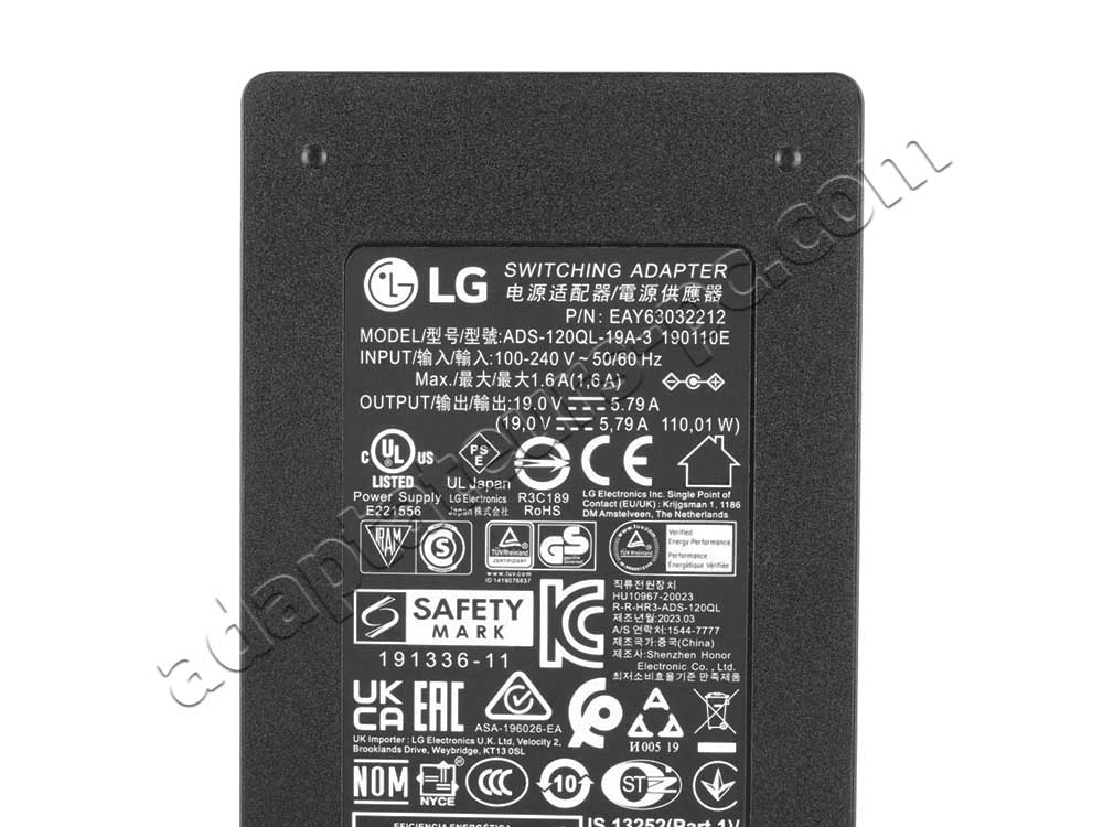 110W Chargeur LG 190110E AC Adaptateur