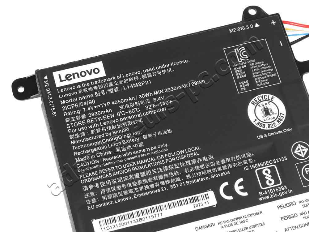 Original Batterie Lenovo IdeaPad 330S-15IKB 81F500CSFR 30Wh 4050mAh