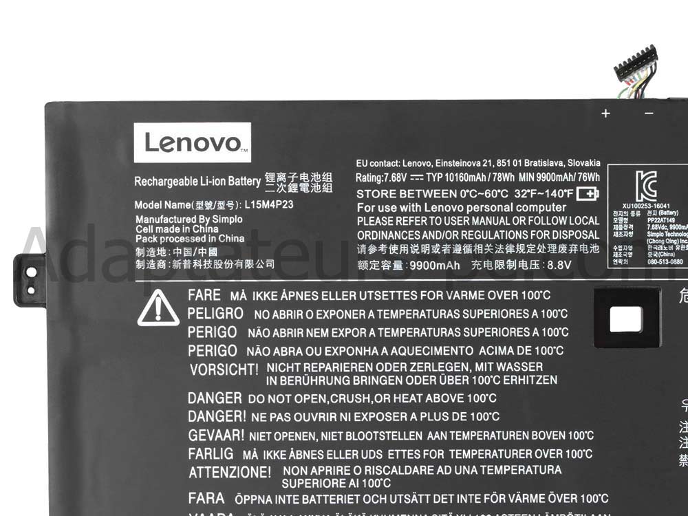 Original 10160mAh 78Wh Batterie Lenovo Yoga 910-13IKB 80VF004CGE