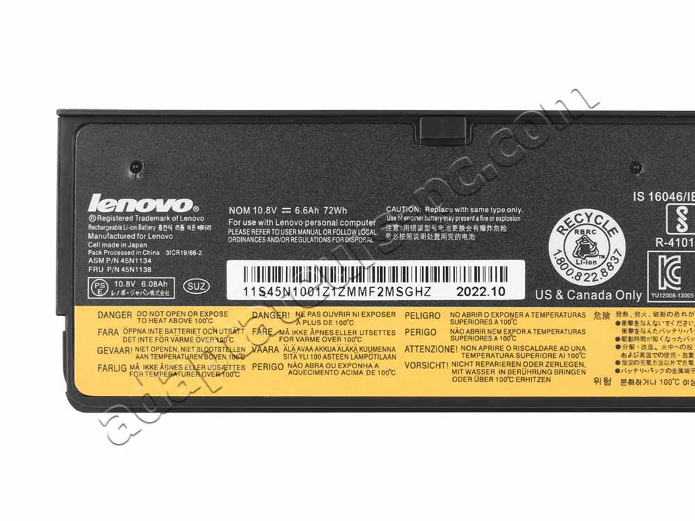 Original Batterie Lenovo ThinkPad X250 20CL001LCD 6600mAh 72Wh