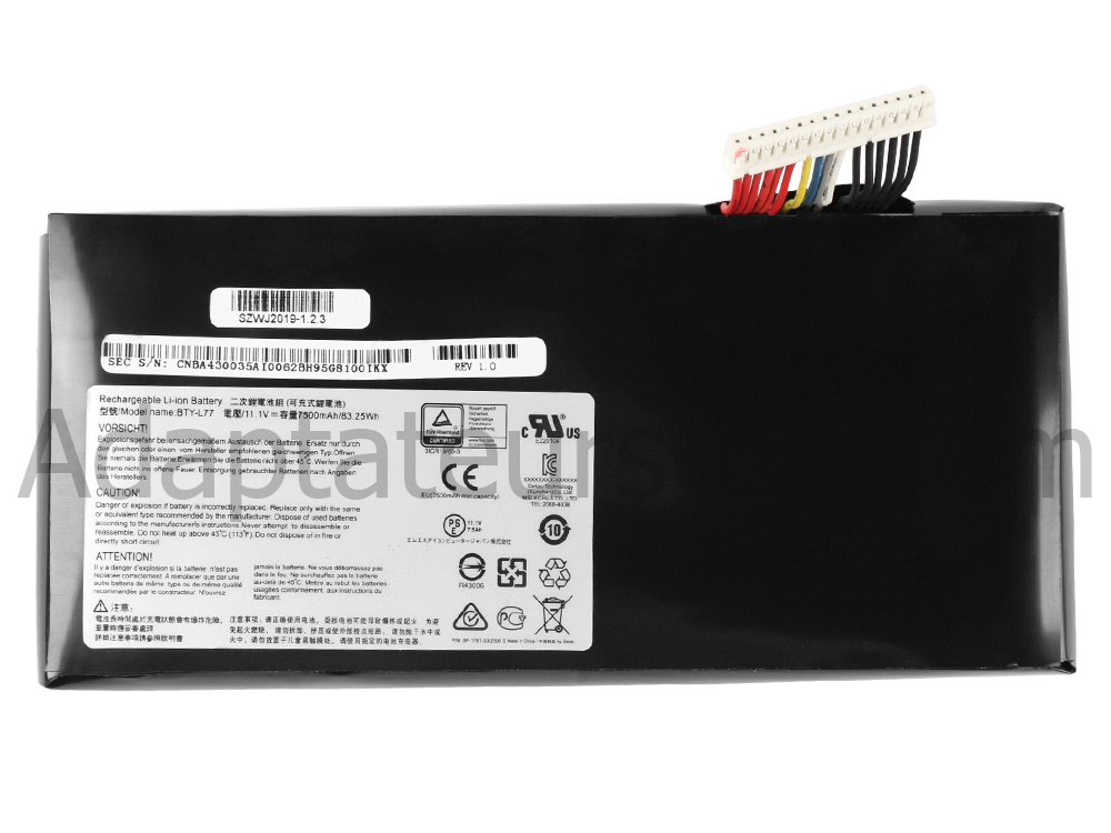7500mAh Batterie Original pour MSI GT72 2PE-020CZ GT72 2PE-006FR