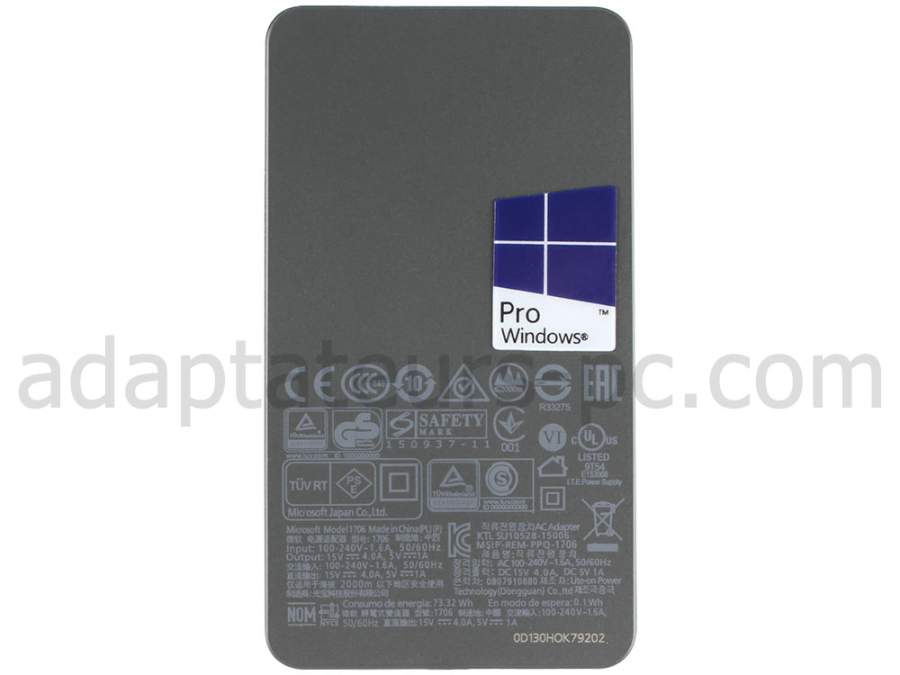 Original 65W Chargeur Microsoft Surface Laptop 5 i7-1255U AC Adaptateur
