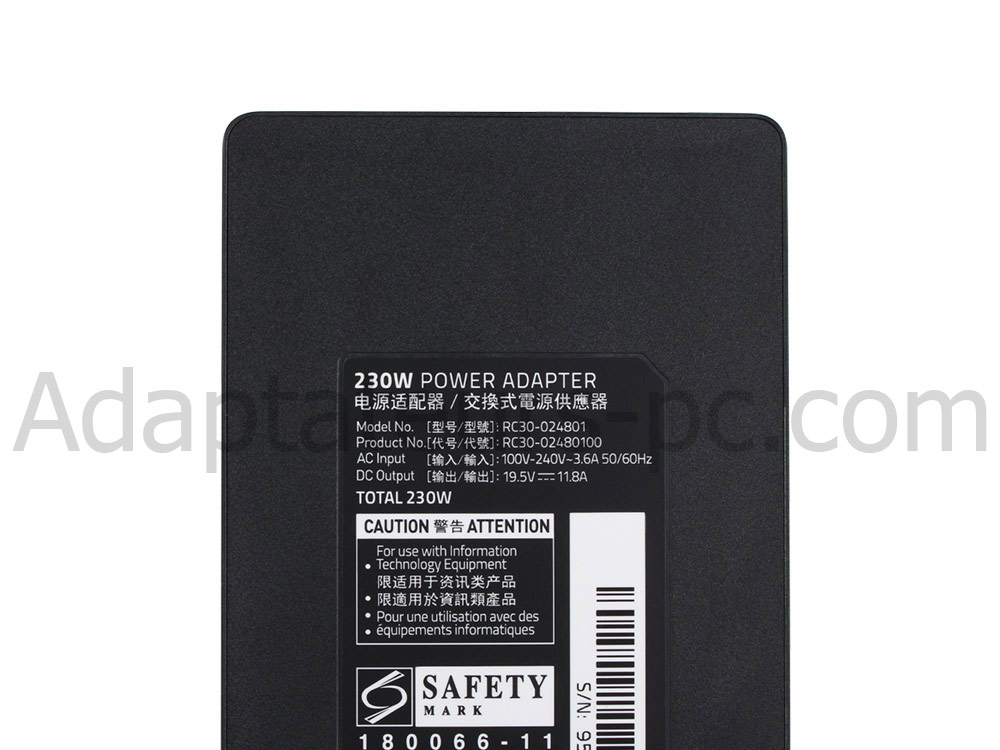 Original 230W Razer Blade Pro 17 RZ09-02878E92-R3B1 AC Adaptateur Chargeur