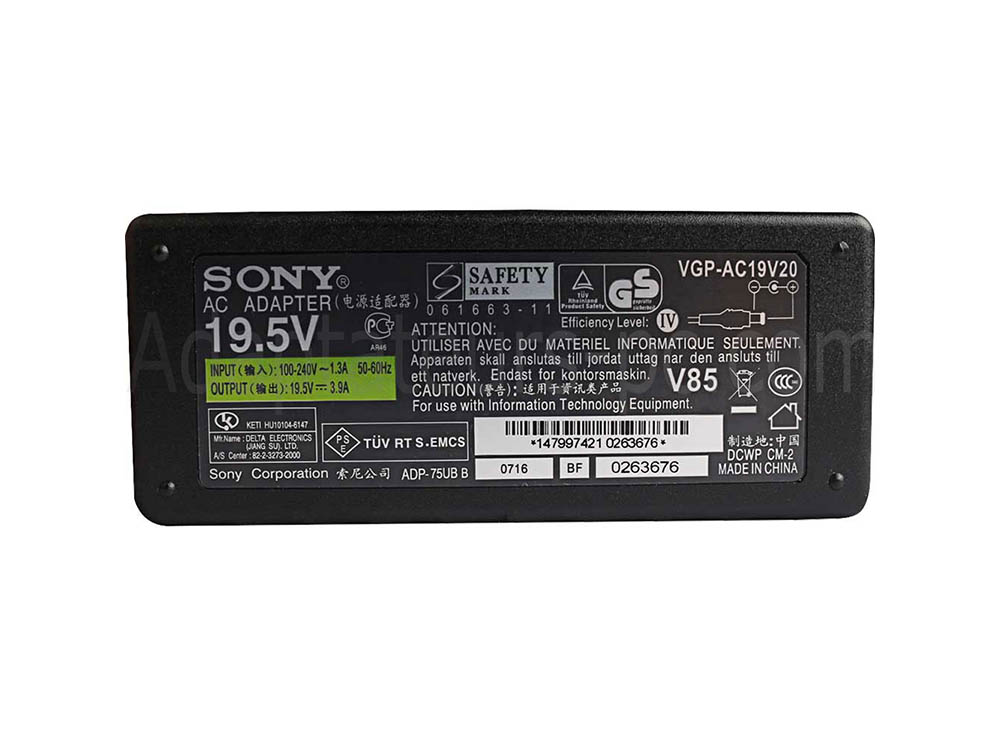 75W Original AC Adaptateur Chargeur pour Sony VGP-AC19V26 VGP-AC19V28