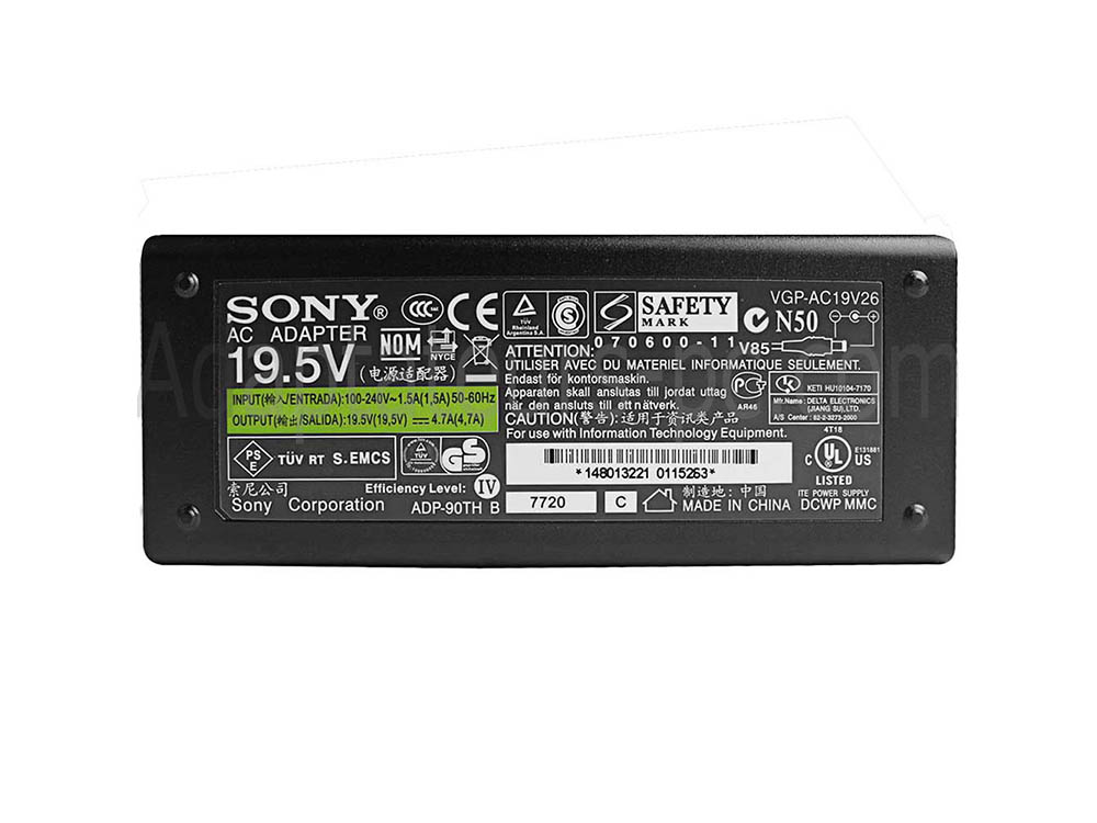 90W Original AC Adaptateur Chargeur pour Sony PCGA-AC19V26 PCGA-AC19V27