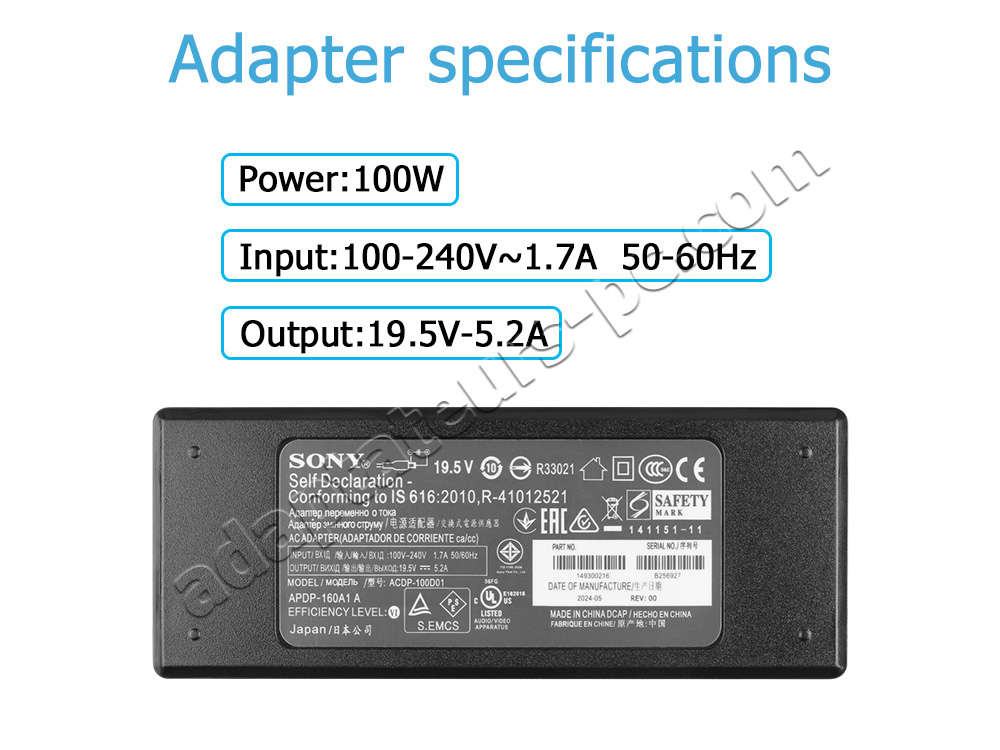 Original 101W AC Adaptateur Chargeur Sony KD-43X7000E KD43X7000E