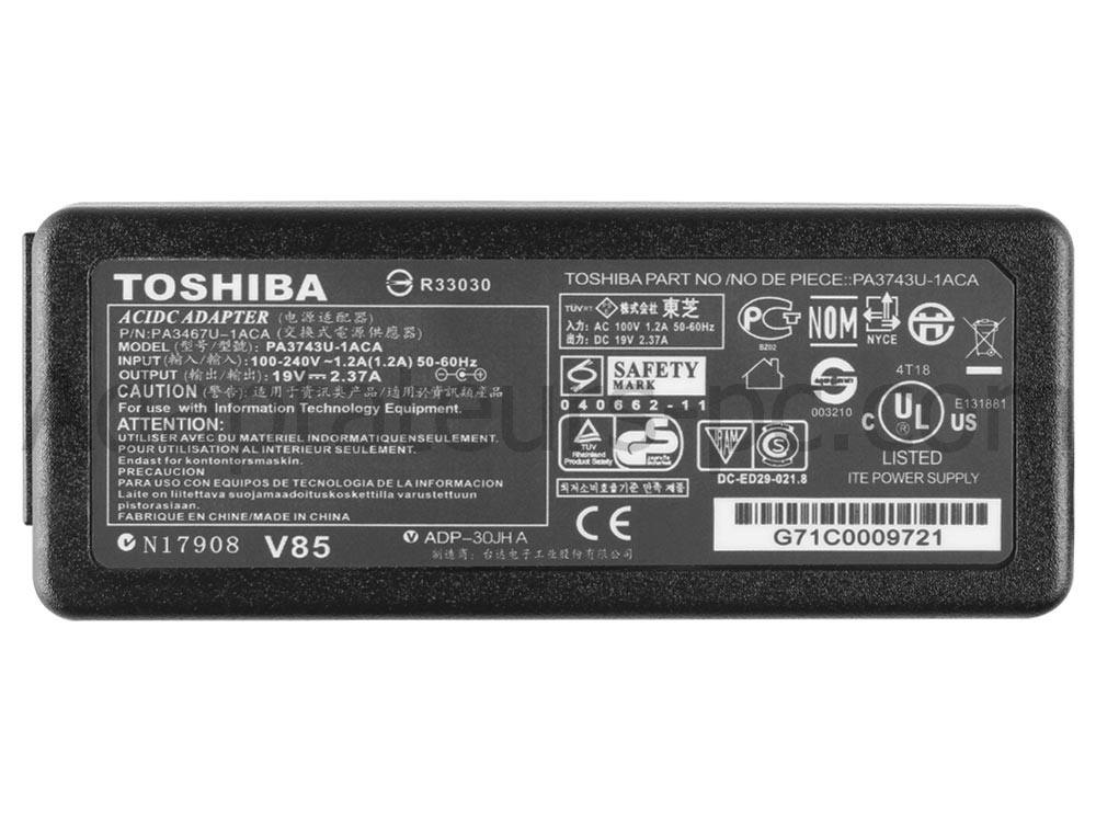 Original 45W Toshiba Dynabook Portege A30-E-143 A1PSZ10E115R AC Adaptateur Chargeur