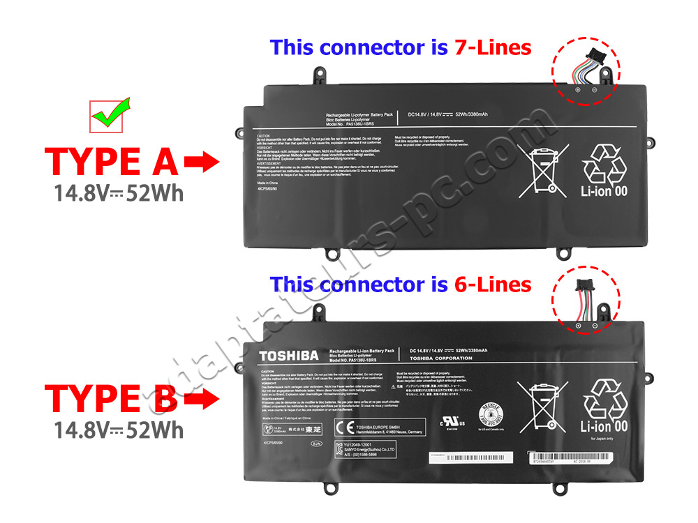 52Wh Batterie pour Toshiba PA5136U-1BRS