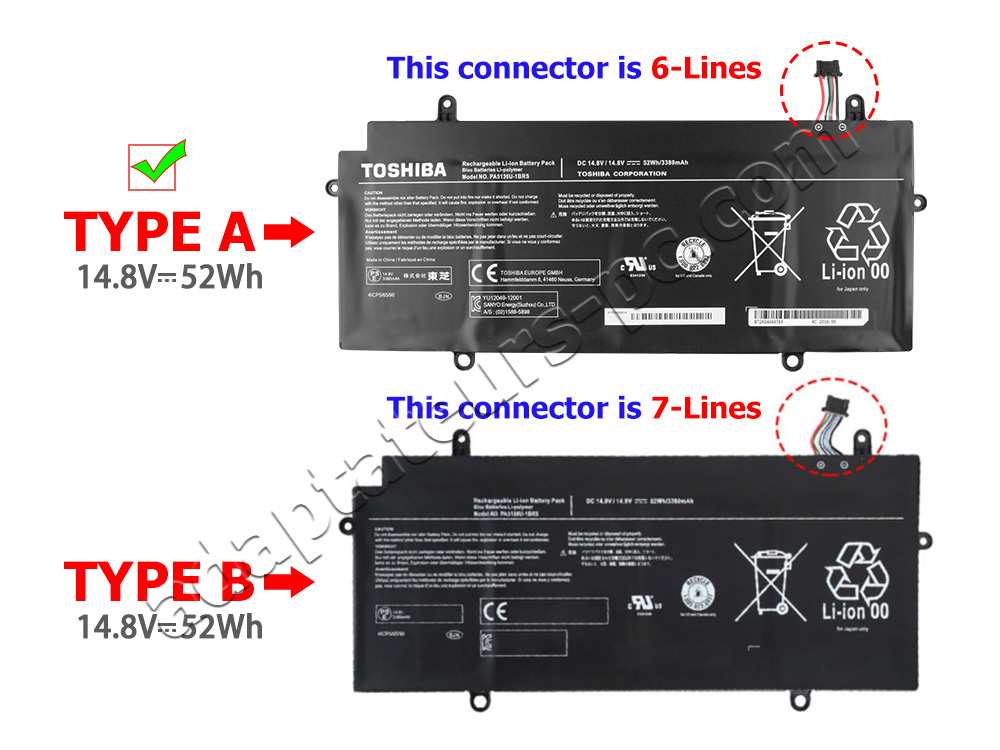 52Wh Batterie pour Toshiba Portege Z30-AST3NX4 Z30-ASMBNX3 Z30-ASMBNX4